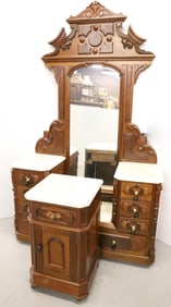 (2) VICTORIAN DRESSER AND WASHSTAND