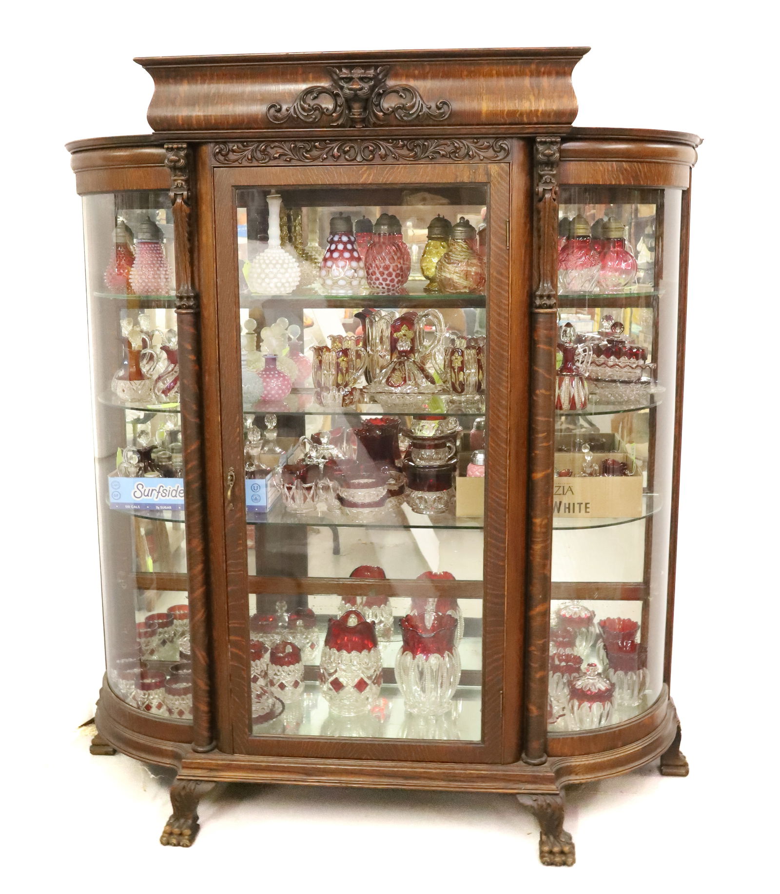 VICTORIAN OAK CHINA CABINET (1 of 7)
