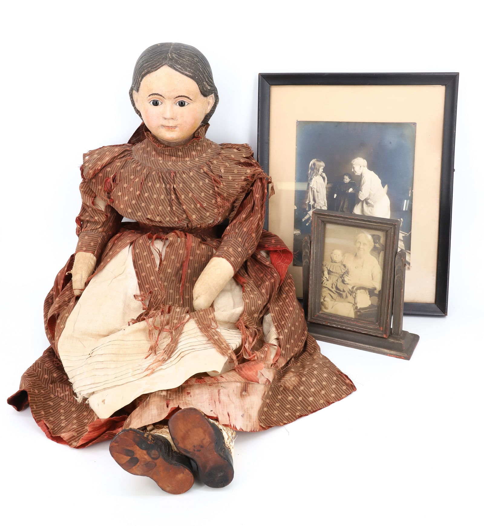 LARGE 19TH CENTURY GREINER, PAPER MACHE DOLL (1 of 7)
