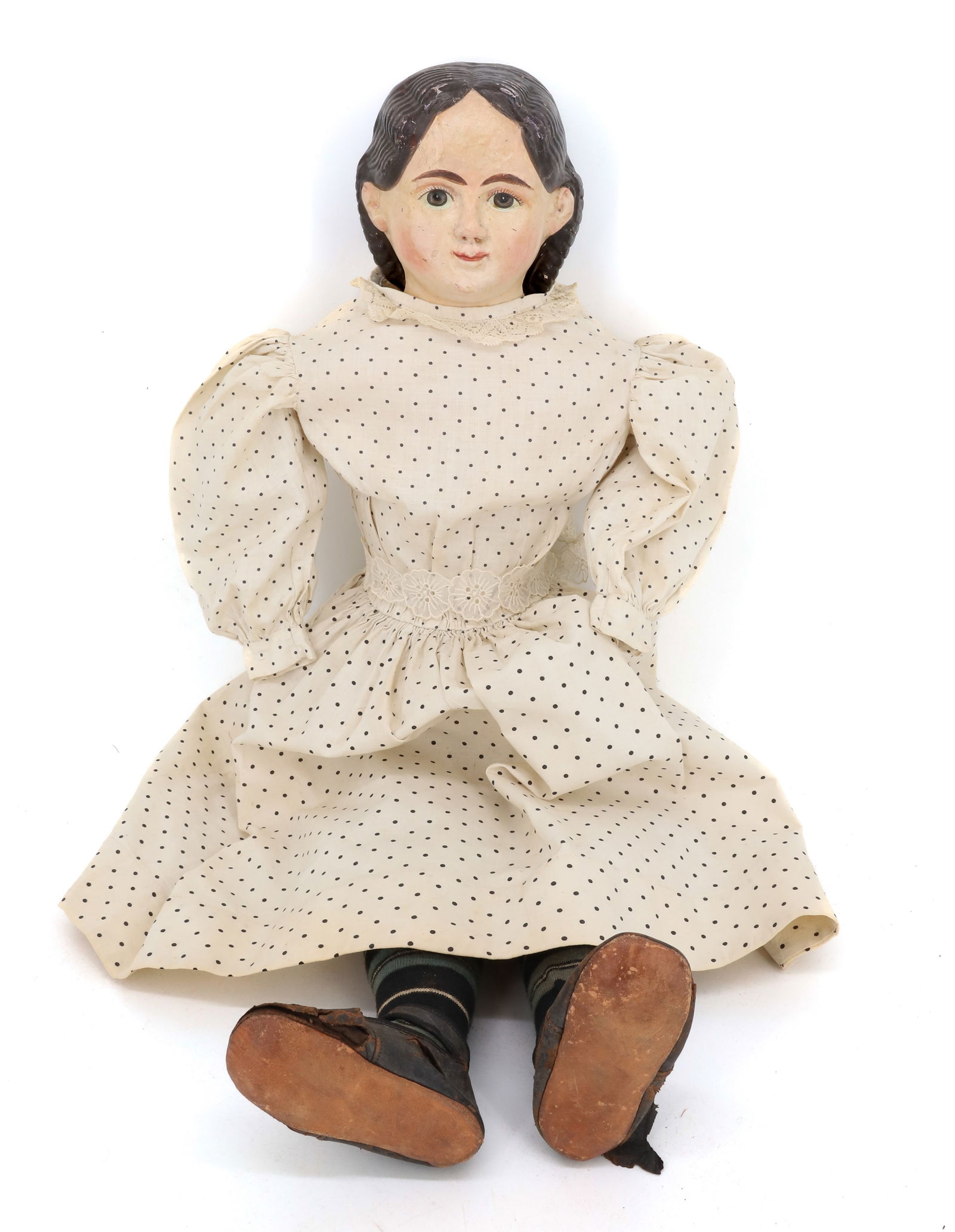 LARGE 19TH CENTURY GREINER, PAPER MACHE DOLL (1 of 9)