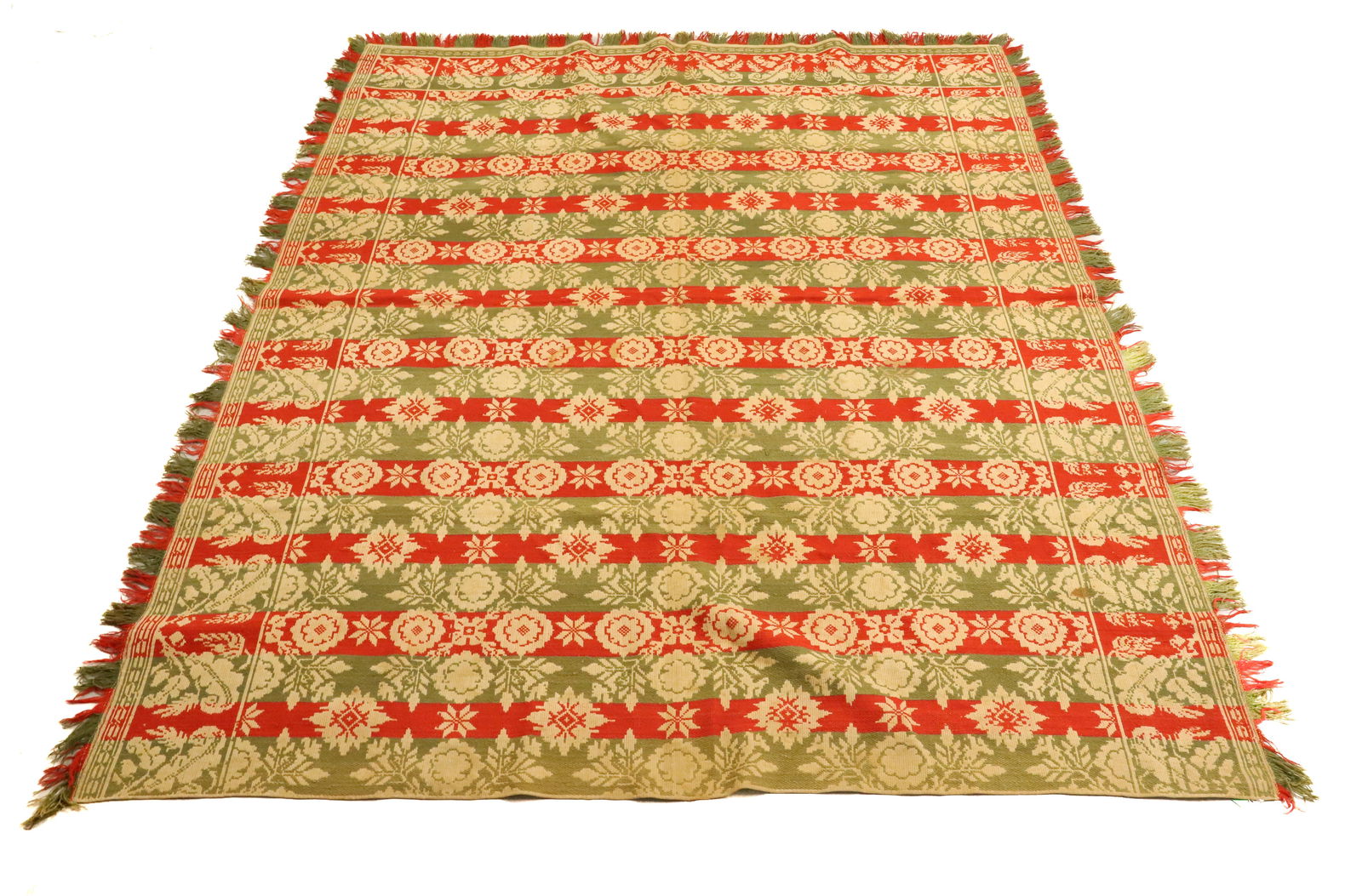 19TH CENTURY THREE COLOR COVERLET (1 of 3)
