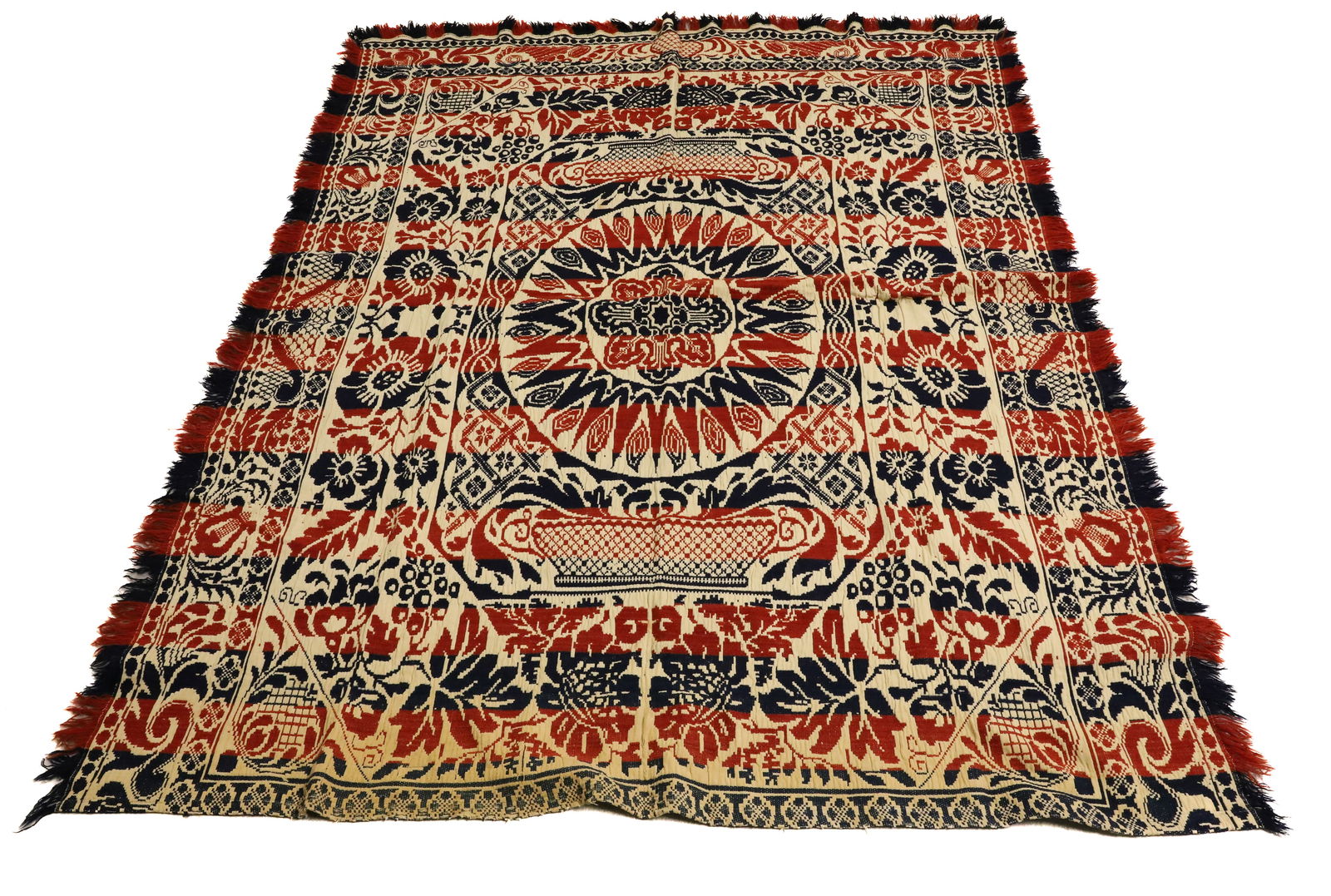 19TH CENTURY THREE COLOR COVERLET (1 of 4)