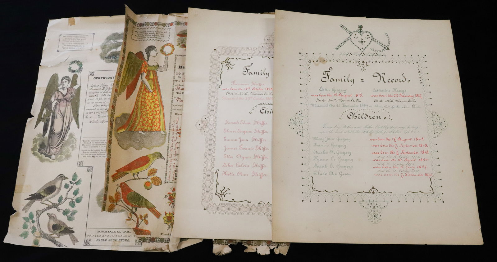 LOT OF 19TH CENTURY CERTIFICATES AND FAMILY RECORDS (1 of 6)