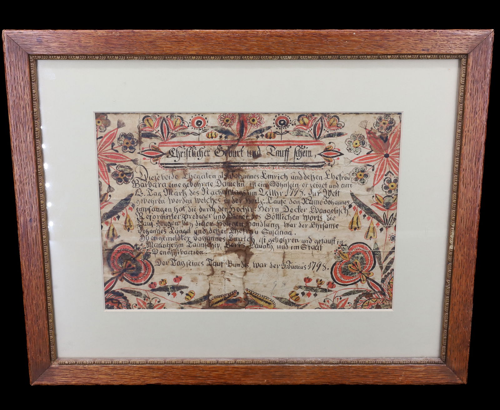 18TH C. WATERCOLOR FRAKTUR (1 of 3)