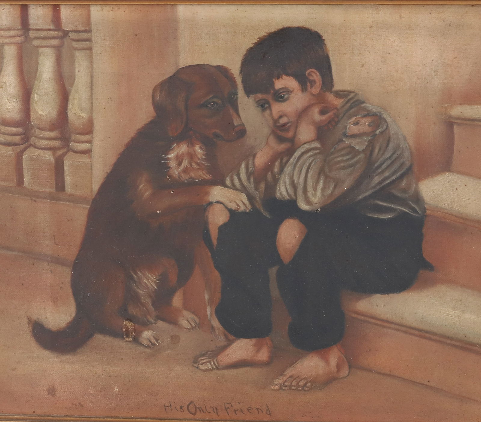OIL ON CANVAS, BOY AND HIS DOG (1 of 3)