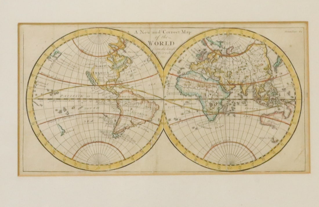 NEW AND CORRECT MAP OF THE WORLD, FRAMED (1 of 3)