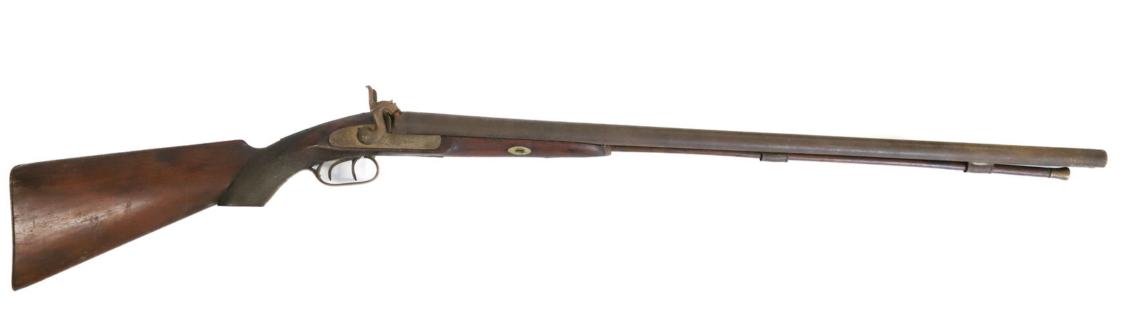 ANTIQUE DOUBLE-BARREL MUZZLELOADER PERCUSSION SHOTGUN (1 of 4)