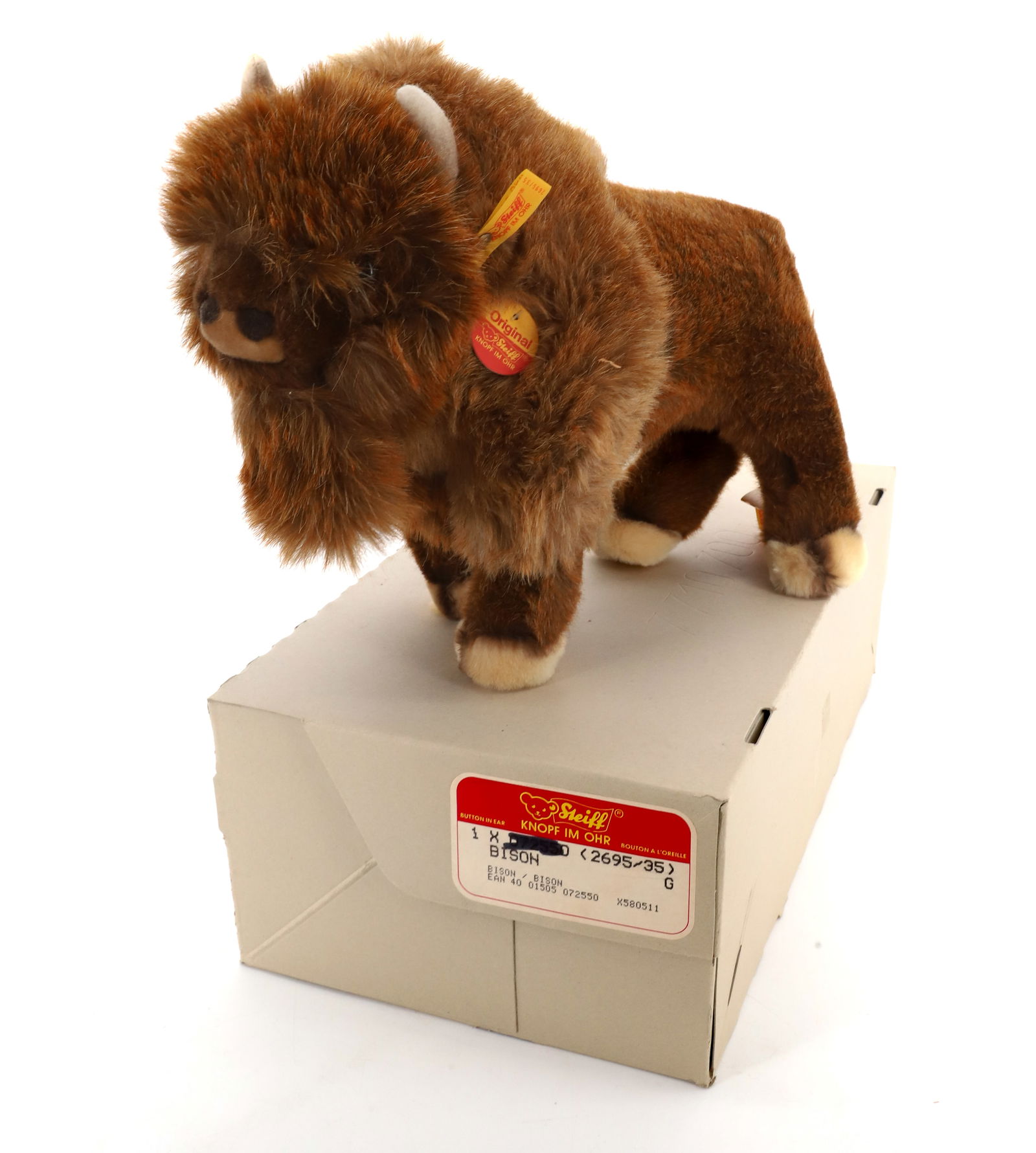 VINTAGE STEIFF ANIMAL BISON: BISON TAG AND BUTTON 14" PLEASE READ CAREFULLY - Terms for Purchasing and Shipping of Auction Items. Please read carefully before bidding. All payments for purchases will be made through LiveAuctionee