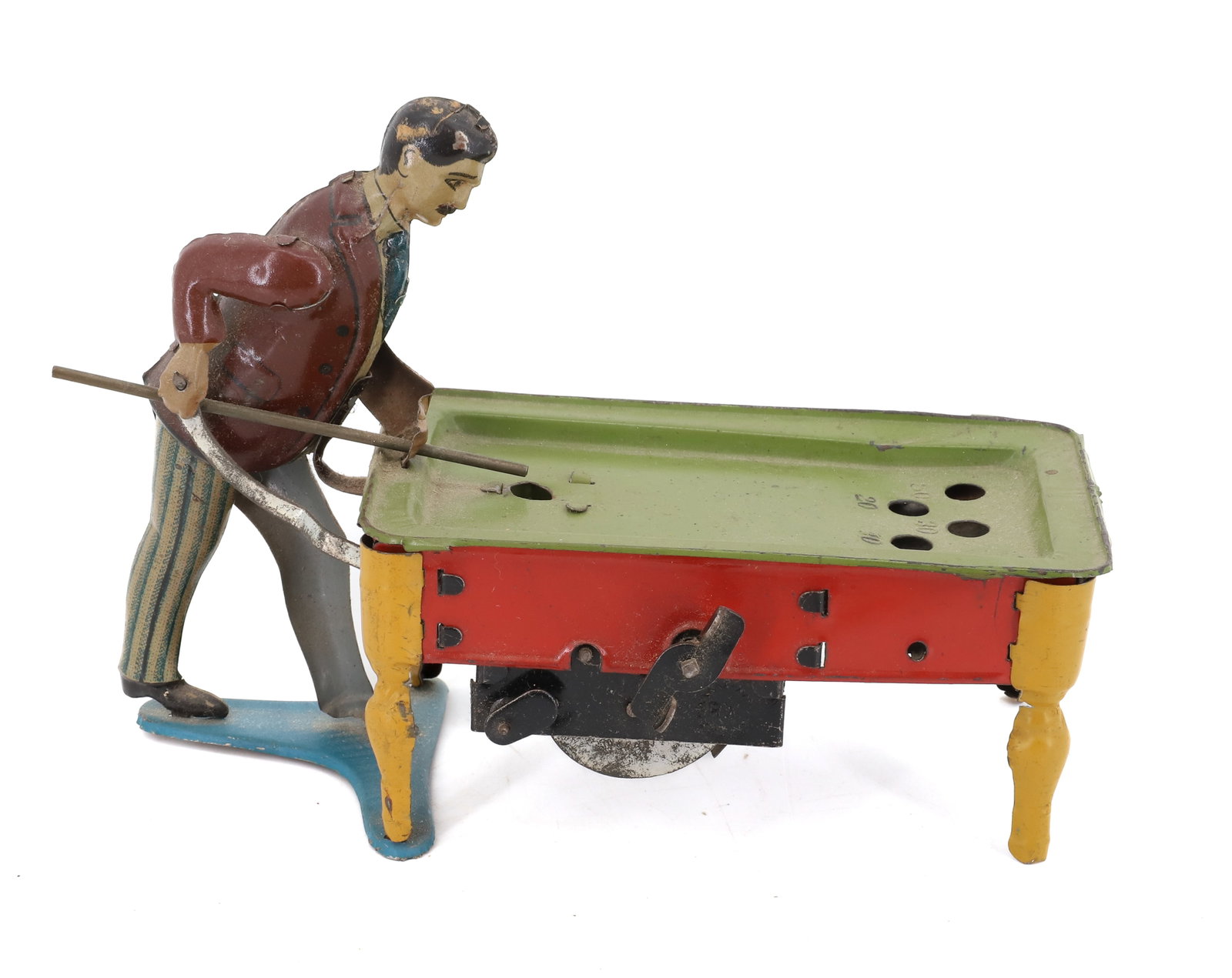 GERMAN PAINTED TIN POOL PLAYER TOY: CLOCKWORK POOL PLAYER. 6" L. WORKING ORDER. PLEASE READ CAREFULLY - Terms for Purchasing and Shipping of Auction Items. Please read carefully before bidding. All payments for purchases will be made th