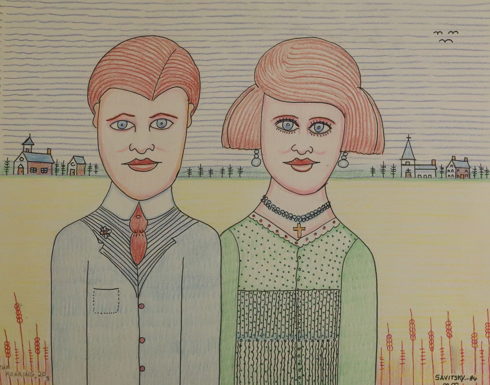 JACK SAVITSKY CRAYON ON PAPER, 14" x 17": THE ROARING 20'S SIGNED LOWER RIGHT, DATED 84, 14" X 17" UNFRAMED PLEASE READ CAREFULLY - Terms for Purchasing and Shipping of Auction Items. Please read carefully before bidding. All payments for pur