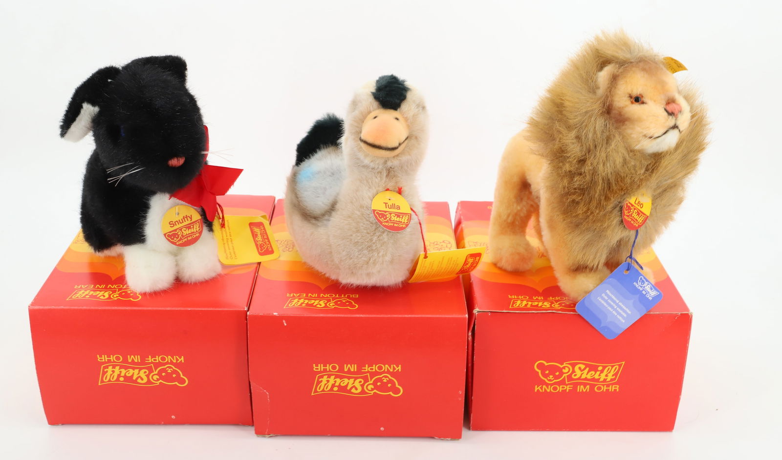 VINTAGE (3) STEIFF LION,DUCK AND BLACK RABBIT: LION, DUCK AND BLACK RABBIT 7" PLEASE READ CAREFULLY - Terms for Purchasing and Shipping of Auction Items. Please read carefully before bidding. All payments for purchases will be made through LiveAuc
