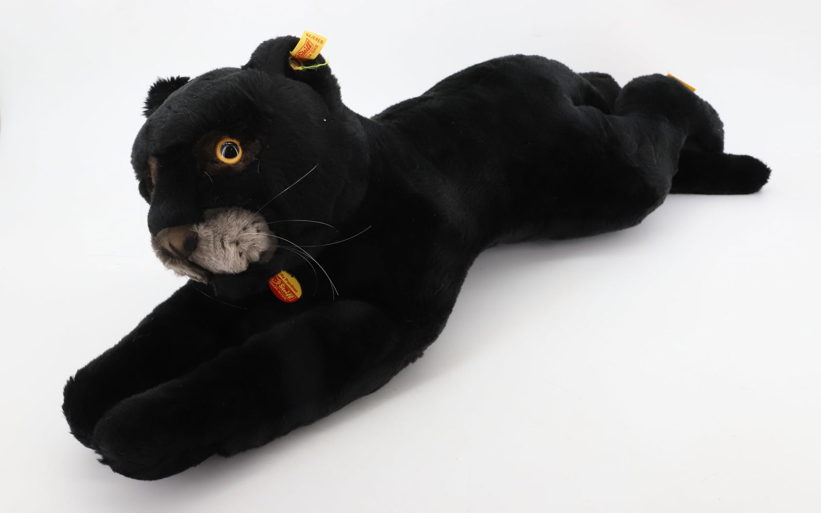 VINTAGE STEIFF MOLLY BLACK PANTHER: BLACK PANTHER MOLLY PANTHER 27" BUTTON AND TAG PLEASE READ CAREFULLY - Terms for Purchasing and Shipping of Auction Items. Please read carefully before bidding. All payments for purchases will be made