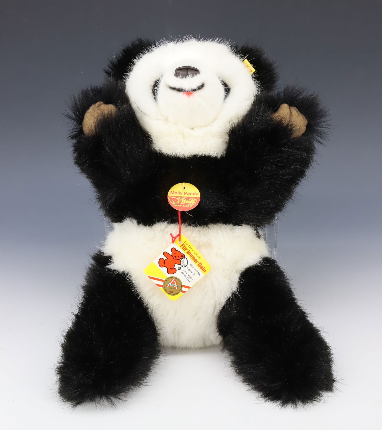 VINTAGE STEIFF PANDA: MOLLY PANDA BEAR BUTTON AND TAG 14" PLEASE READ CAREFULLY - Terms for Purchasing and Shipping of Auction Items. Please read carefully before bidding. All payments for purchases will be made through Li