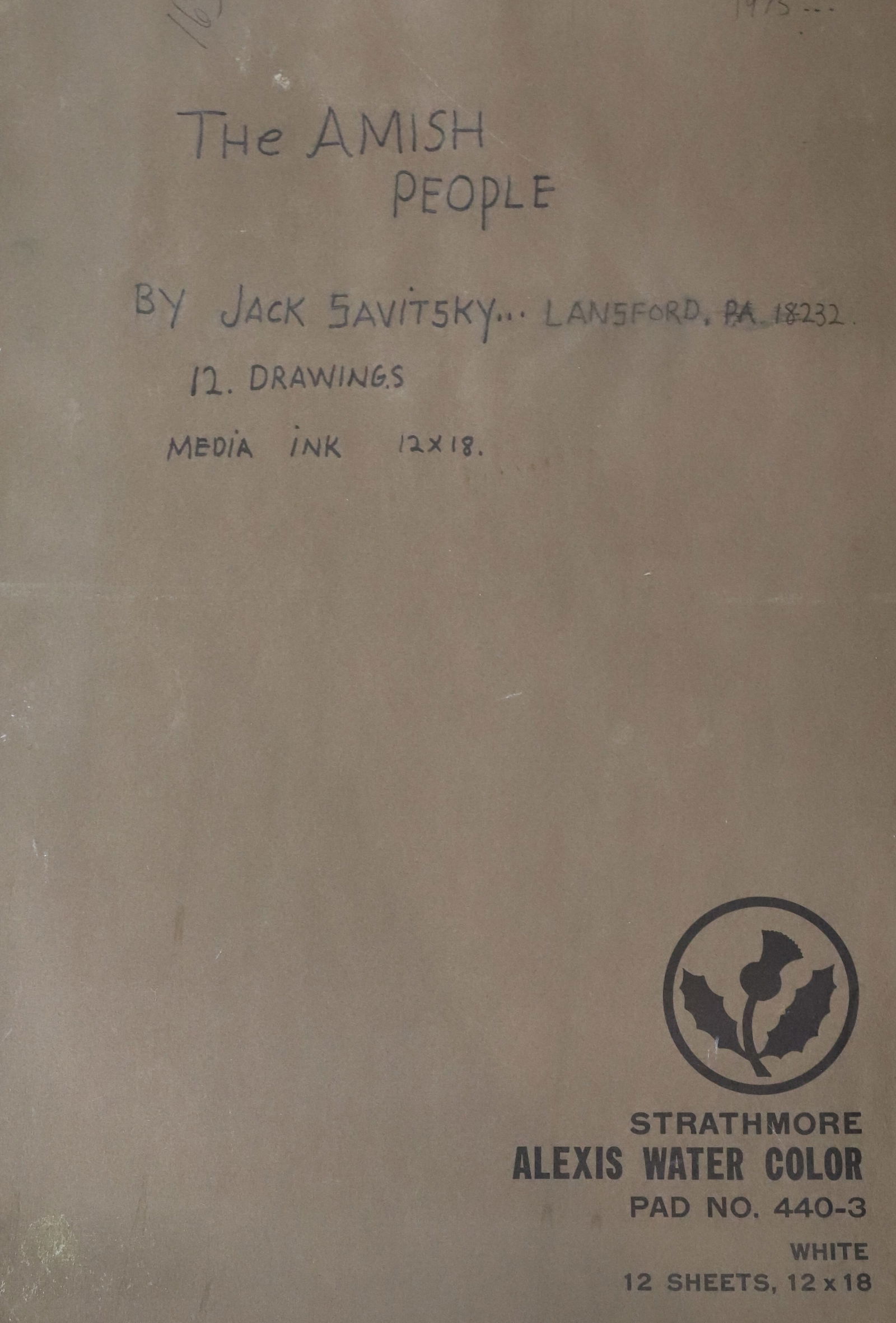 JACK SAVITSKY BLACK/WHITE SKETCHBOOK: THE AMISH PEOPLE. DATED 1975 INCLUDES 12 DRAWINGS MEDIA/INK OF AMISH PEOPLE. 12" X 18". PLEASE READ CAREFULLY - Terms for Purchasing and Shipping of Auction Items. Please read carefully before bidding