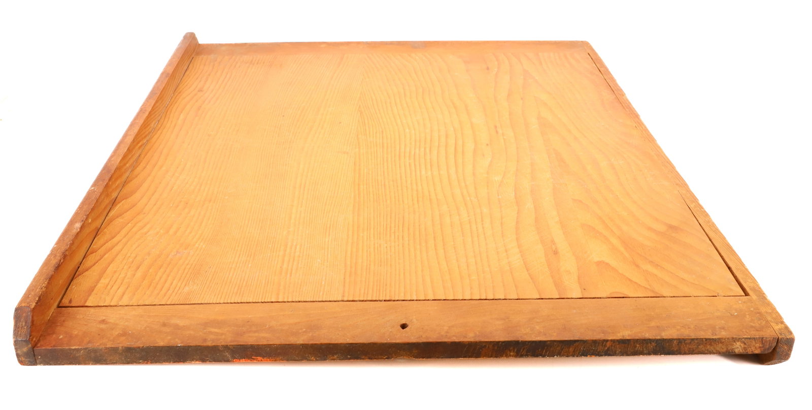 ANTIQUE BREAD BOARD: MORTISED SIDES UP AND DOWN LIPS 27 3/4" X 22 1/4" PLEASE READ CAREFULLY - Terms for Purchasing and Shipping of Auction Items. Please read carefully before bidding. All payments for purchases will be m