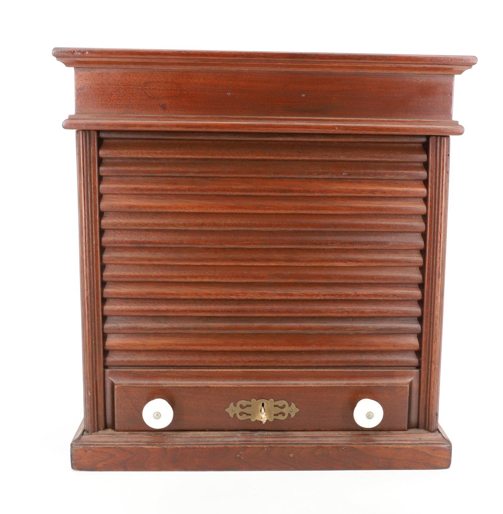 VICTORIAN WALNUT TAMBOUR FILE CABINET: REFINISHED KNOBS REPLACED 17 3/4" X 17" X 9 3/4" PLEASE READ CAREFULLY - Terms for Purchasing and Shipping of Auction Items. Please read carefully before bidding. All payments for purchases will be ma
