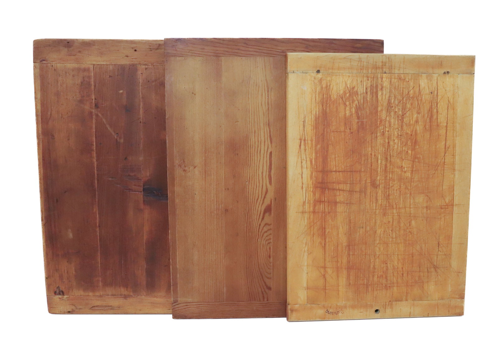 (3) ANTIQUE BREAD BOARDS: ALL PINE WITH MORTISED ENDS LARGEST 21" X 17" PLEASE READ CAREFULLY - Terms for Purchasing and Shipping of Auction Items. Please read carefully before bidding. All payments for purchases will be made 