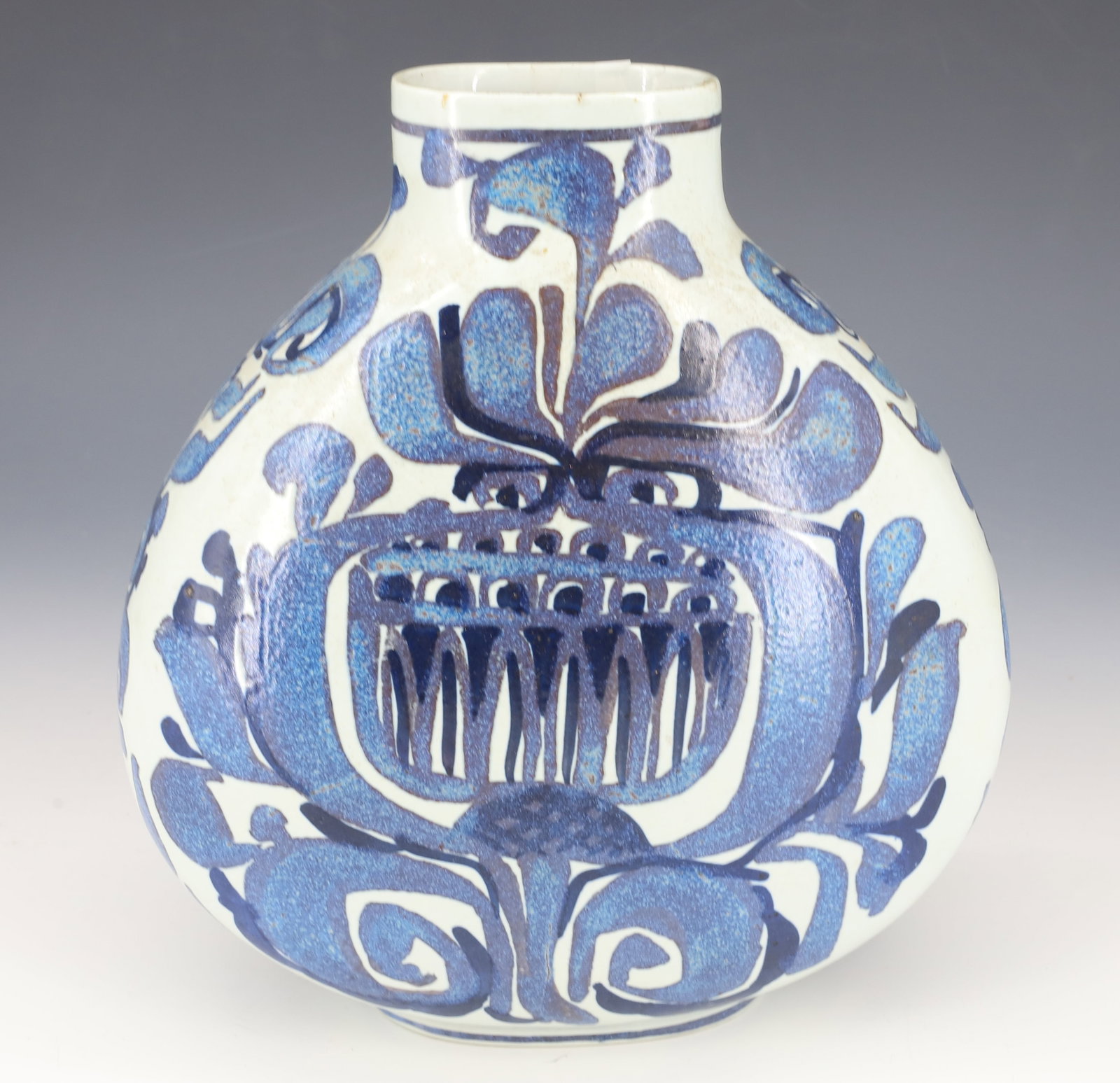 VINTAGE ROYAL COPENHAGEN FAIENCE VASE: MODERNIST DESIGN #427/D114 K IN CIRCLE CIPHER 8 1/4" X 7 1/2" PLEASE READ CAREFULLY - Terms for Purchasing and Shipping of Auction Items. Please read carefully before bidding. All payments for purchas