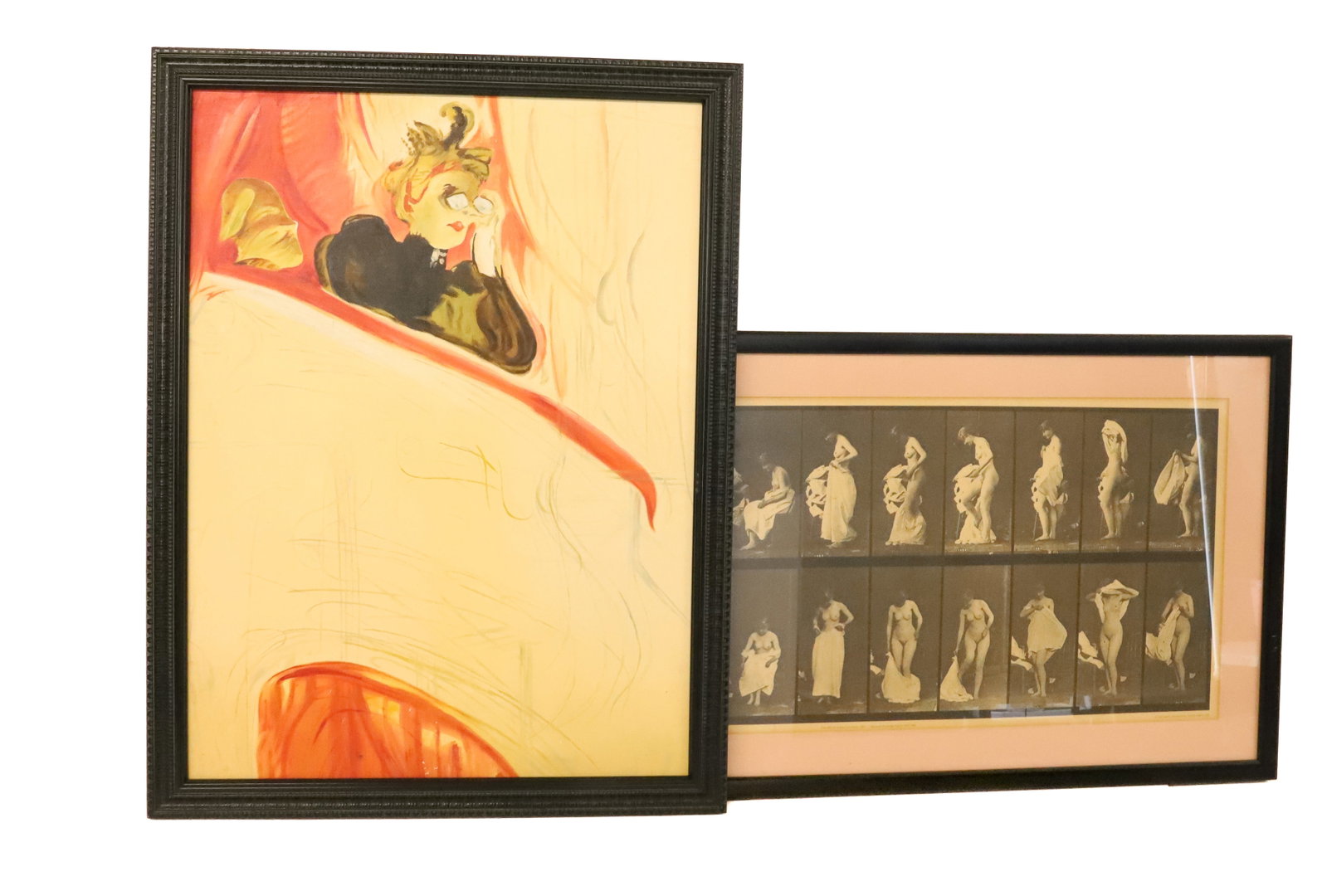 (2) NATIONAL GALLERY PRINT CANADA, OPERA PAINTING: PRINT OF EARLY NUDE MOVING PICTURE NATIONAL GALLERY OF CANADA, OIL ON CANVAS OF LADY AT OPERA 19 1/2" X 36", 30 1/2" X 36 1/2" PLEASE READ CAREFULLY - Terms for Purchasing and Shipping of Auction Item