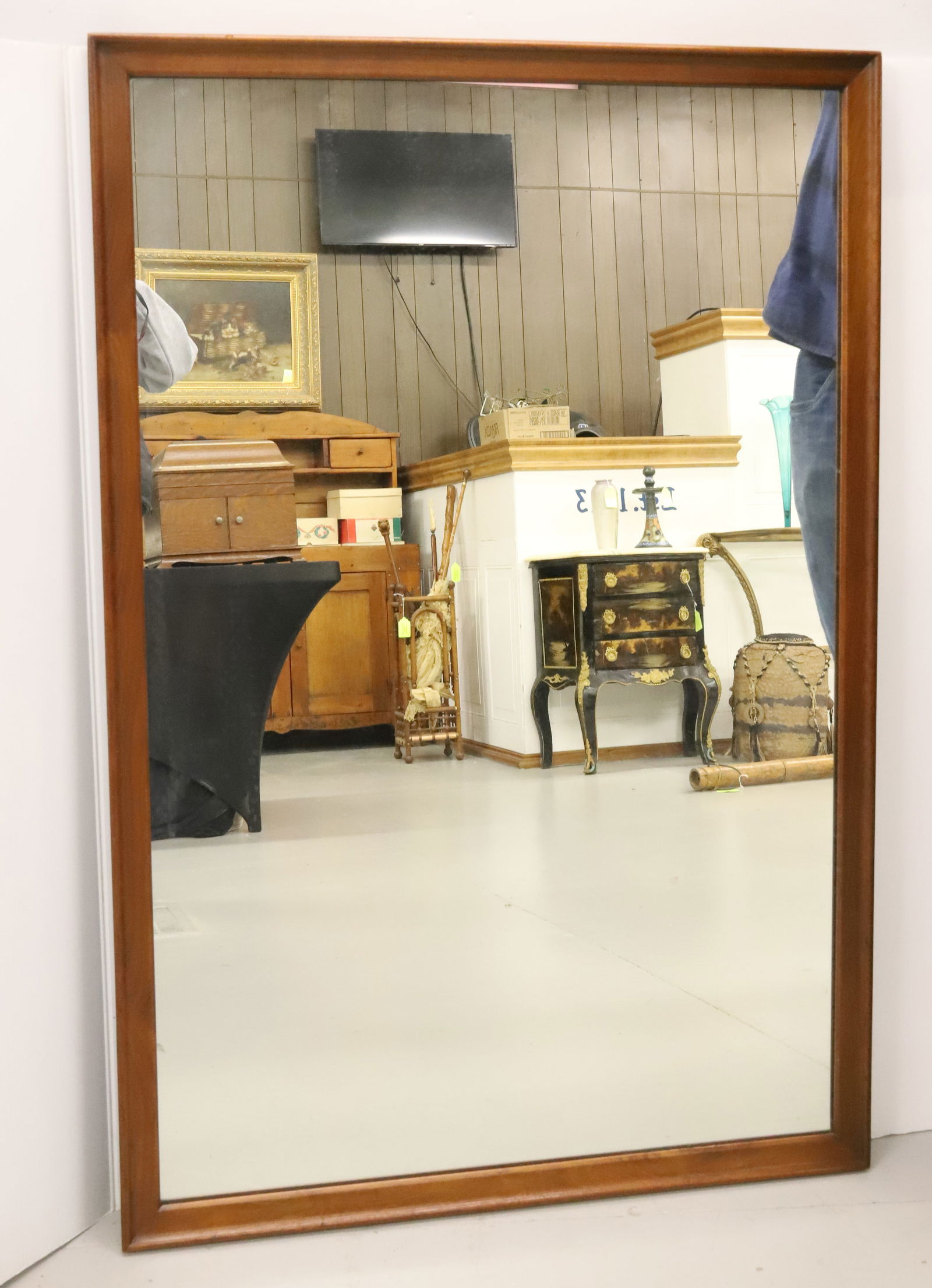 VINTAGE LARGE WALL MIRROR: SOLID WALNUT WOOD FRAME 32 1/2" X 48 1/2" PLEASE READ CAREFULLY - Terms for Purchasing and Shipping of Auction Items. Please read carefully before bidding. All payments for purchases will be made thro
