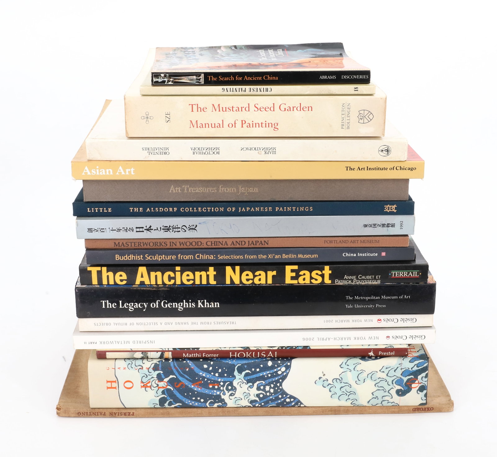 (16) ASIAN REFERENCE/ COFFEE TABLE BOOKS: HIGHLIGHTS HOLUSAI, MASTERWORKS IN WOOD CHINA AND JAPAN, THE ALSDORF COLLECTION OF JAPANESE PAINTINGS, GISELE CROES,BUDDAHIST SCULPTURE 12" X 11" PLEASE READ CAREFULLY - Terms for Purchasing and Shipp