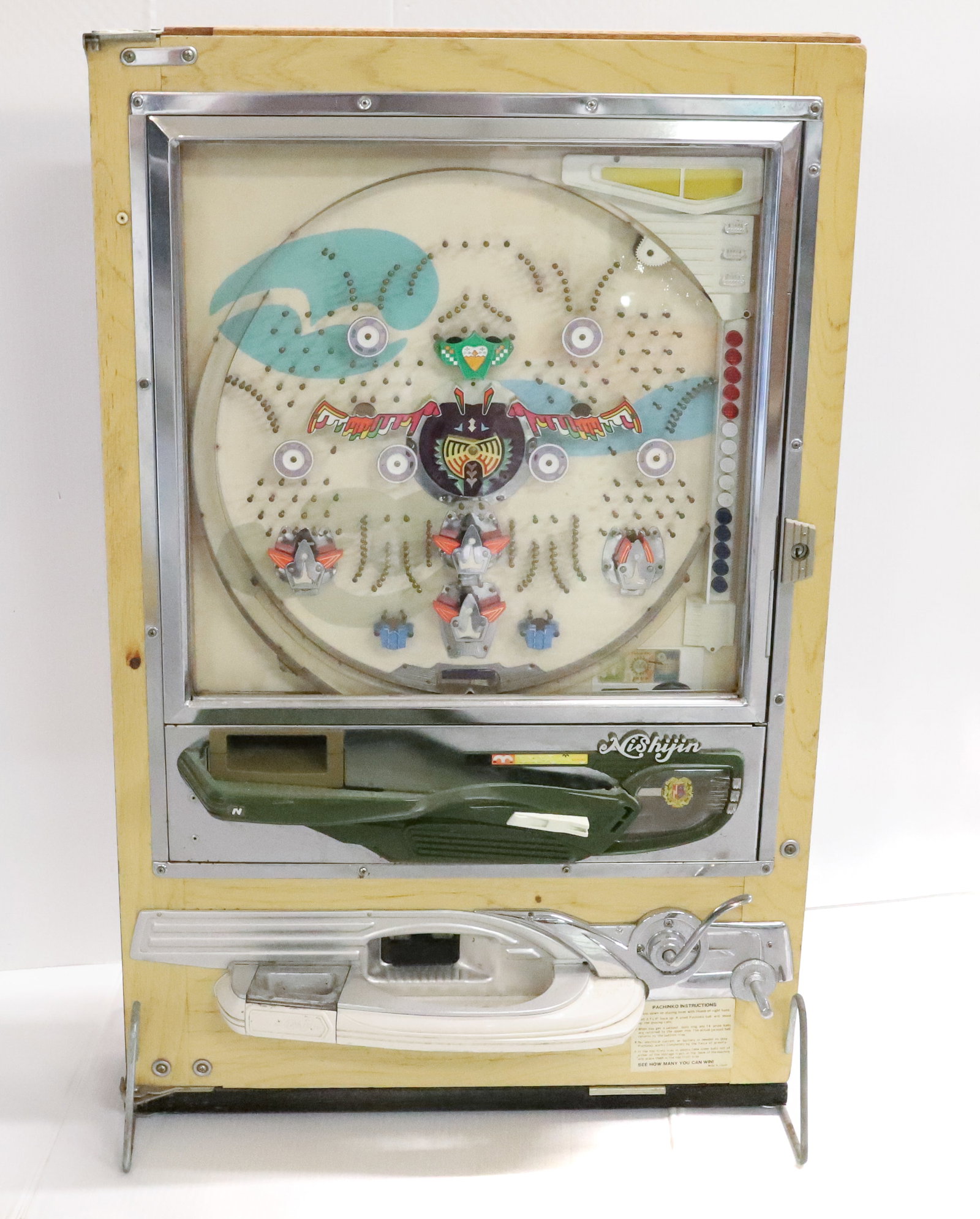 VINTAGE PINBALL MACHINE NISHIJIN: JAPANESE 32" X 20 1/2" PLEASE READ CAREFULLY - Terms for Purchasing and Shipping of Auction Items. Please read carefully before bidding. All payments for purchases will be made through LiveAuctioneers