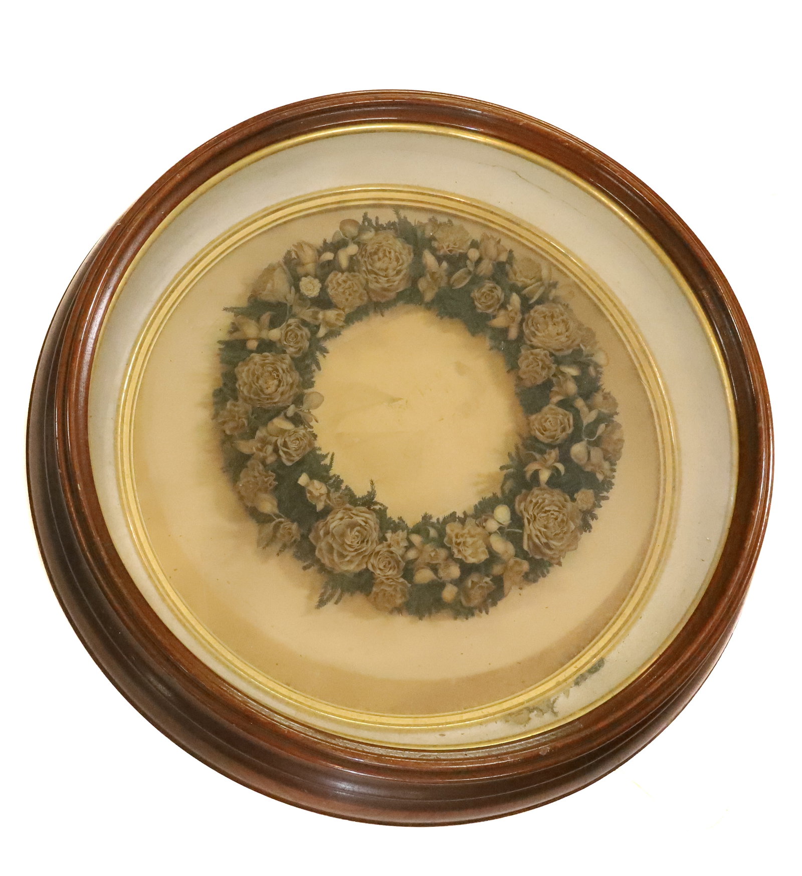 VICTORIAN SHADOW WITH PHOTOGRAPH: PHOTO OF YOUNG GENTLEMAN WITH WREATH OF CLOTH FLOWERS AMERICAN WALNUT FRAME 4" X 22" PLEASE READ CAREFULLY - Terms for Purchasing and Shipping of Auction Items. Please read carefully before bidding. A