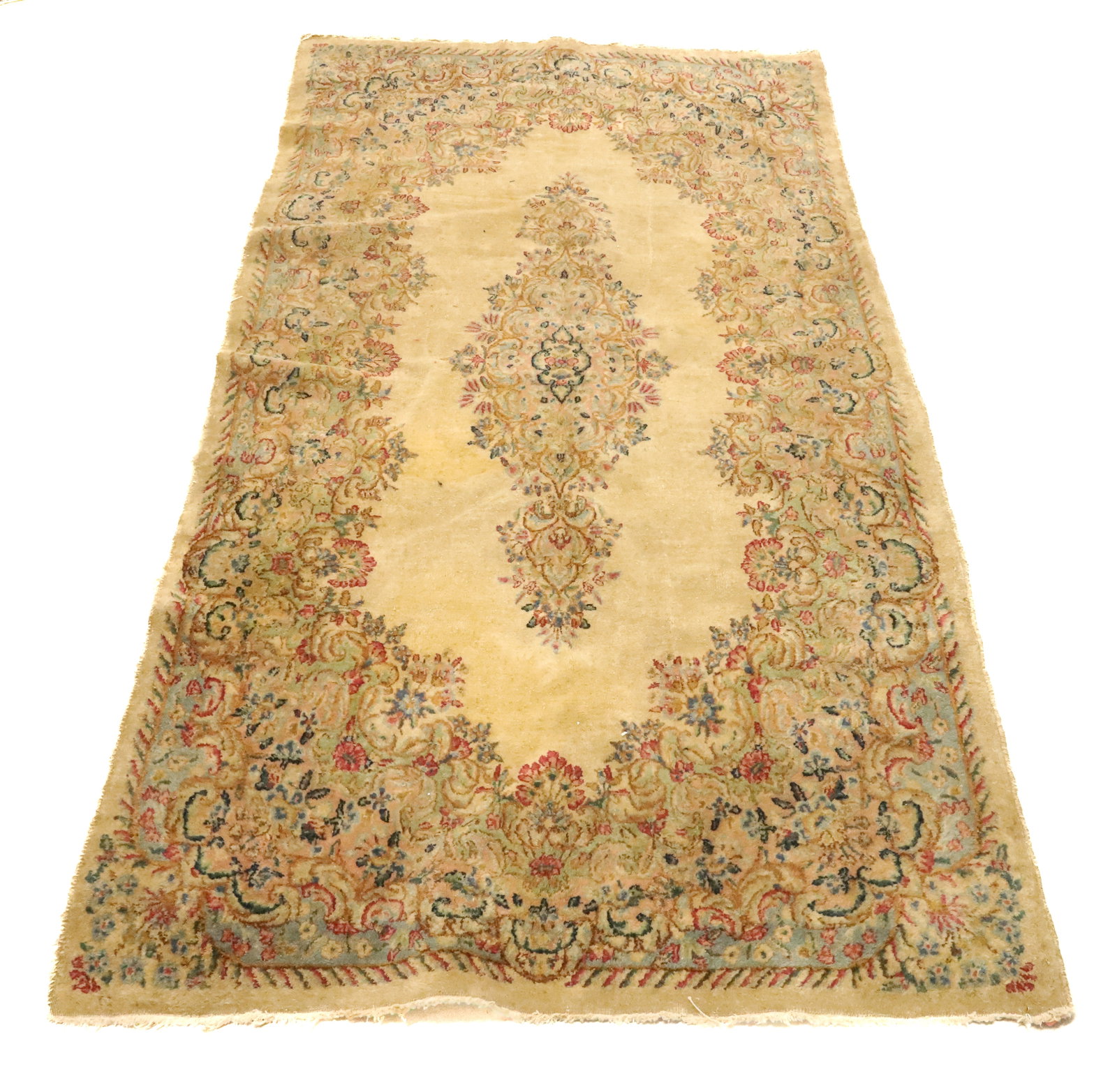 ANTIQUE ORIENTAL RUG: HAND KNOTTED TANK BACKGROUND 48" X 81" PLEASE READ CAREFULLY - Terms for Purchasing and Shipping of Auction Items. Please read carefully before bidding. All payments for purchases will be made through