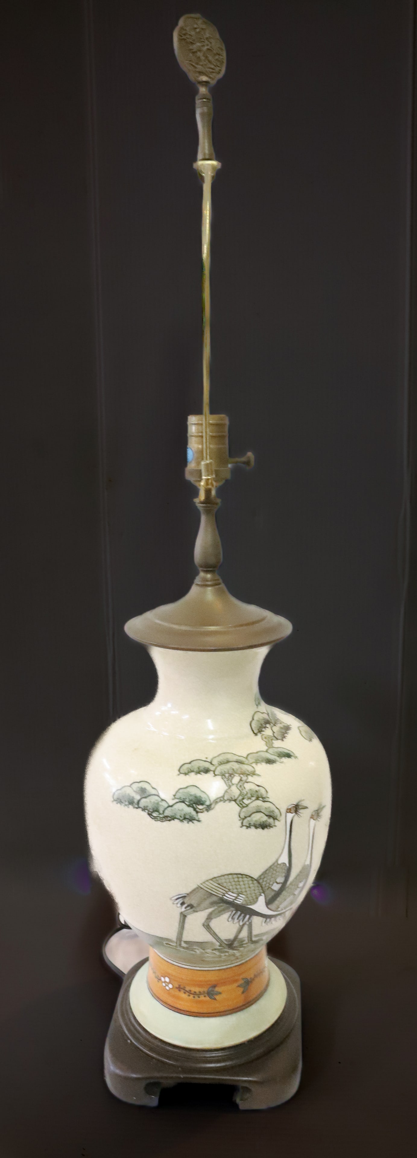 ASIAN VASE TABLE LAMP: HAND PAINTED ASIAN VASE ON BASE BRASS FINIAL 36"H PLEASE READ CAREFULLY - Terms for Purchasing and Shipping of Auction Items. Please read carefully before bidding. All payments for purchases will be m