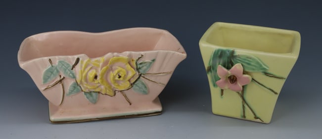 (2) MCCOY FLORAL PLANTERS