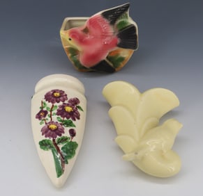 (3) POTTERY WALL POCKETS