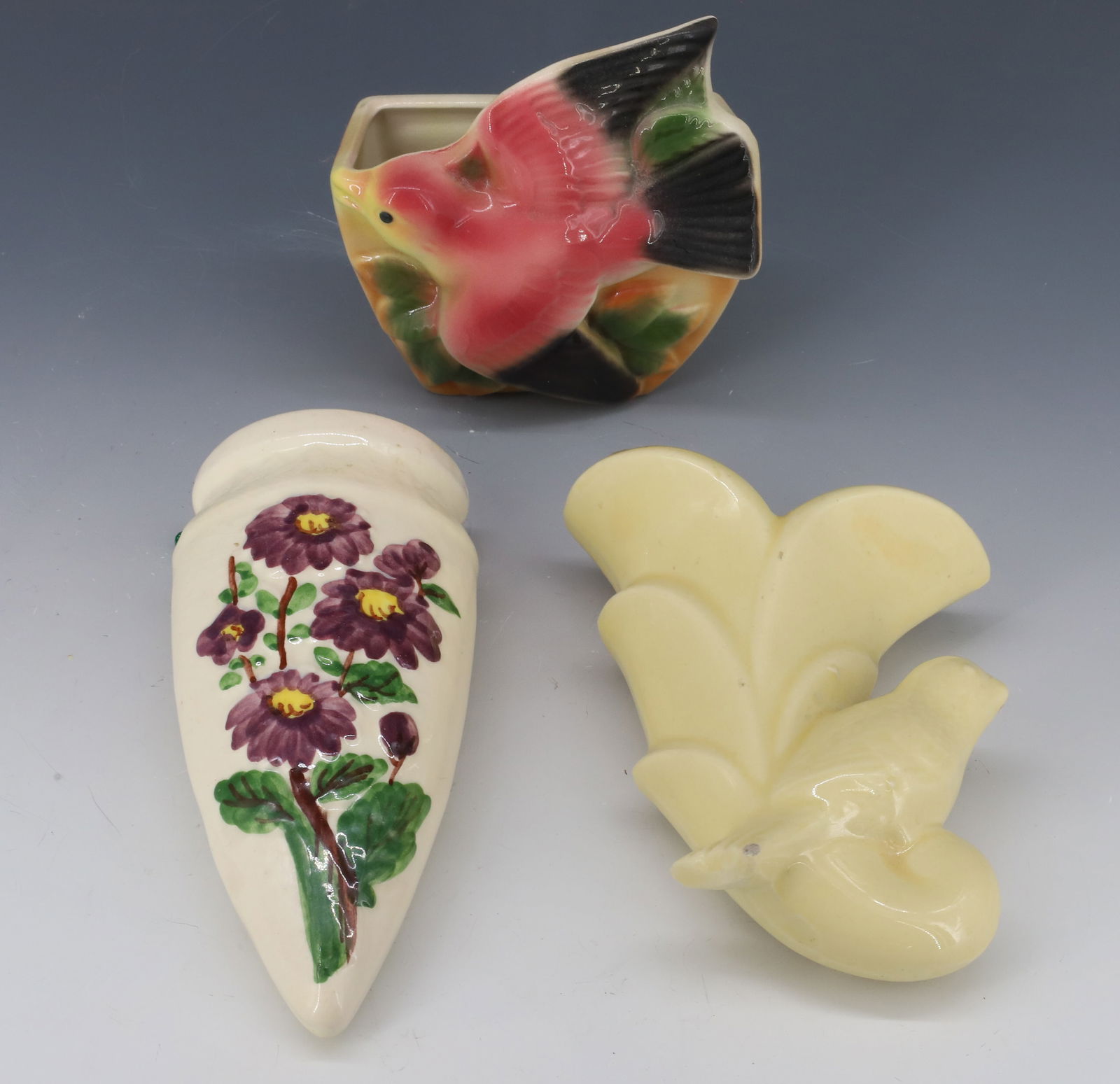 (3) POTTERY WALL POCKETS (1 of 2)