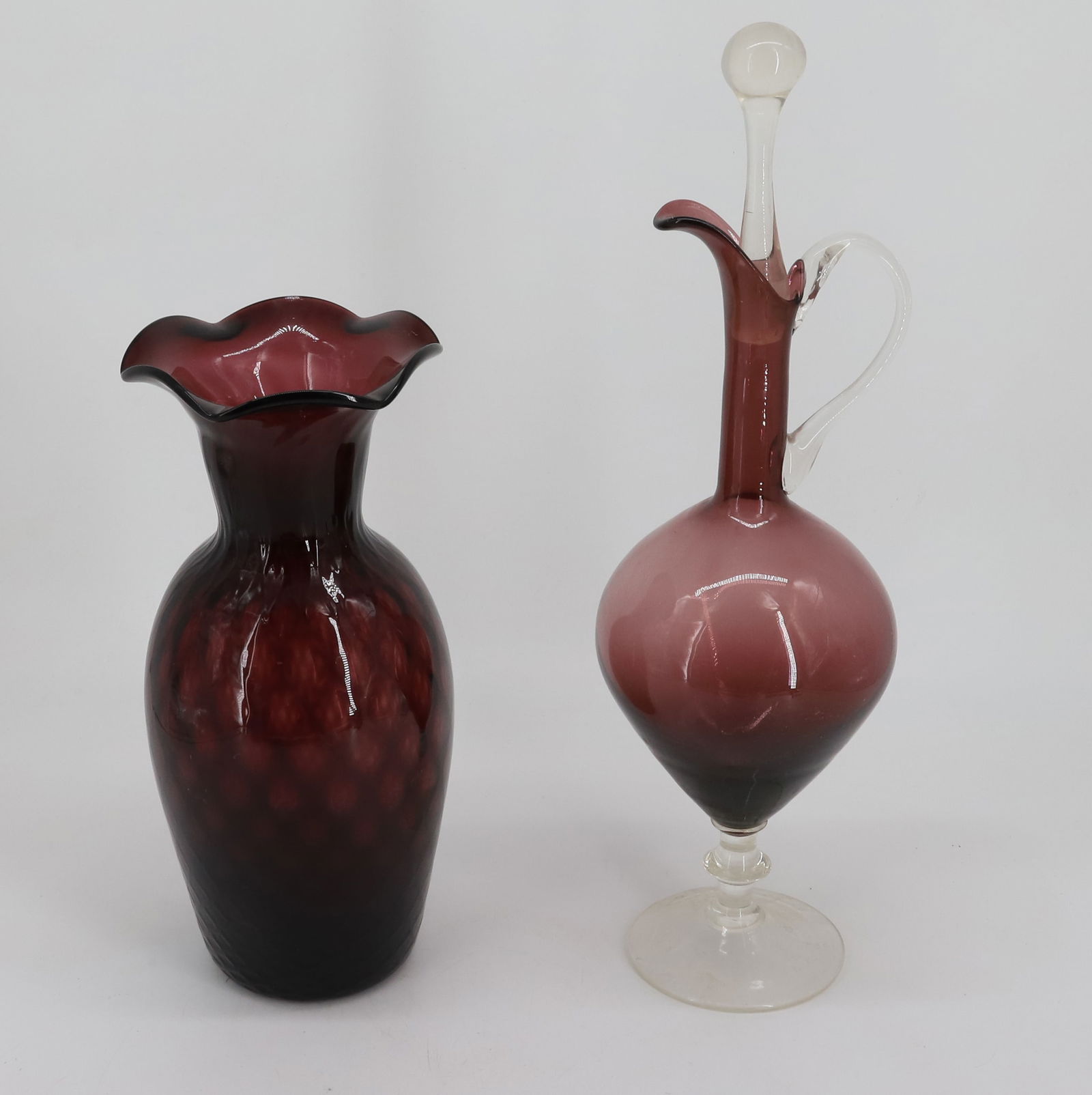 AMETHYST GLASS PITCHER AND VASE (1 of 4)