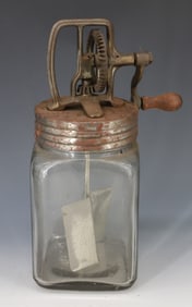 TWO QUART GLASS BUTTER CHURN
