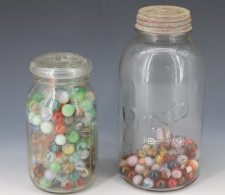 (2) JARS OF MARBLES