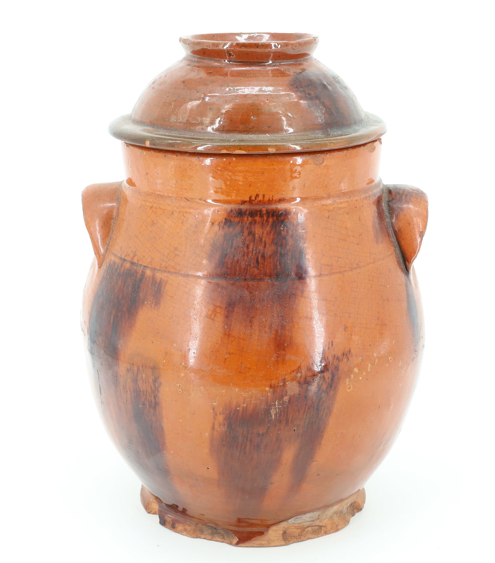 DECORATED REDWARE STORAGE JAR (1 of 6)