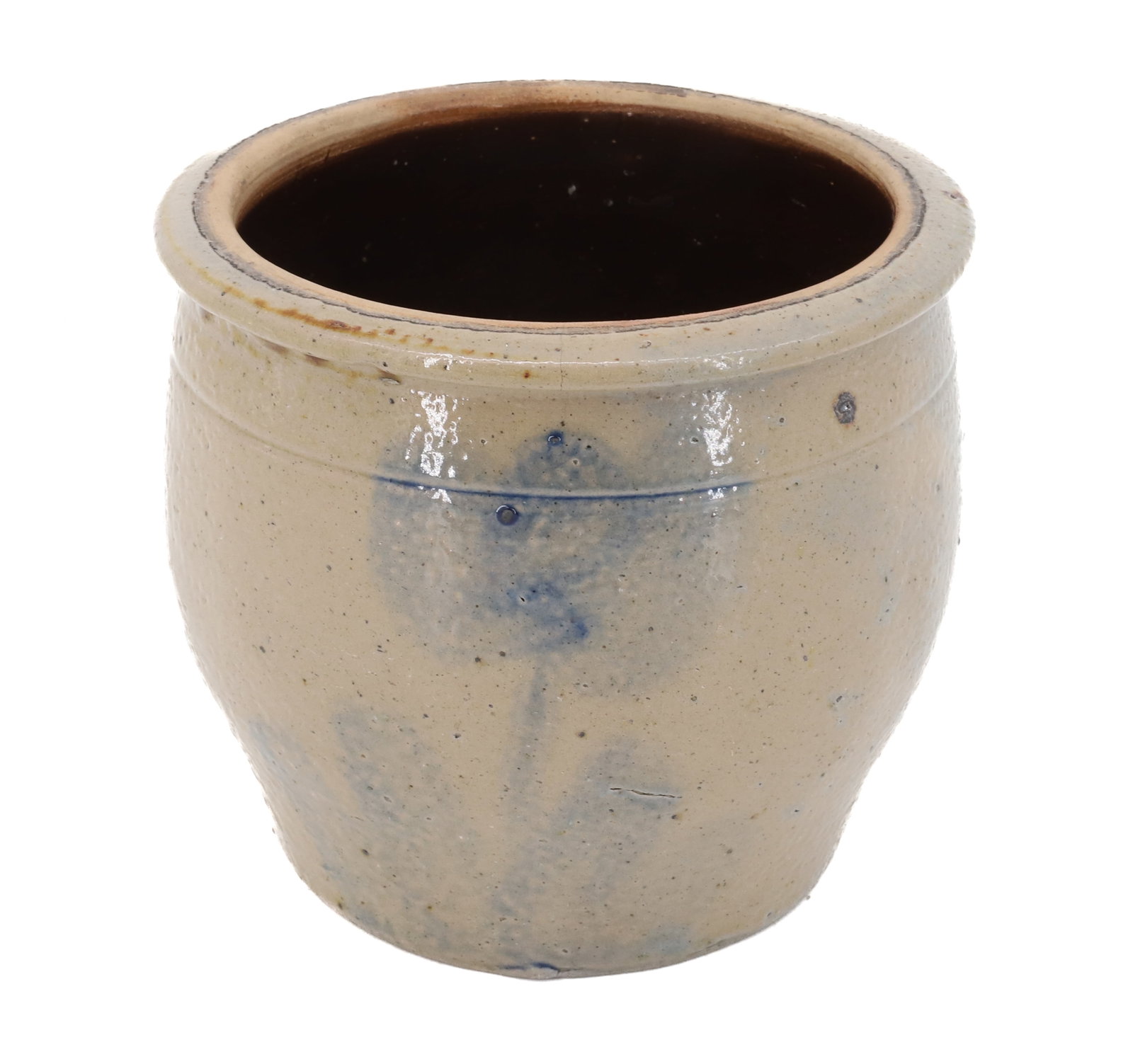 SMALL BLUE DECORATED CROCK: LIGHT BLUE FLORAL DECORATION. CROCK IS 5" H. Terms: PLEASE READ CAREFULLY - Terms for Purchasing and Shipping of Auction Items. Please read carefully before bidding. All payments for purchases will be