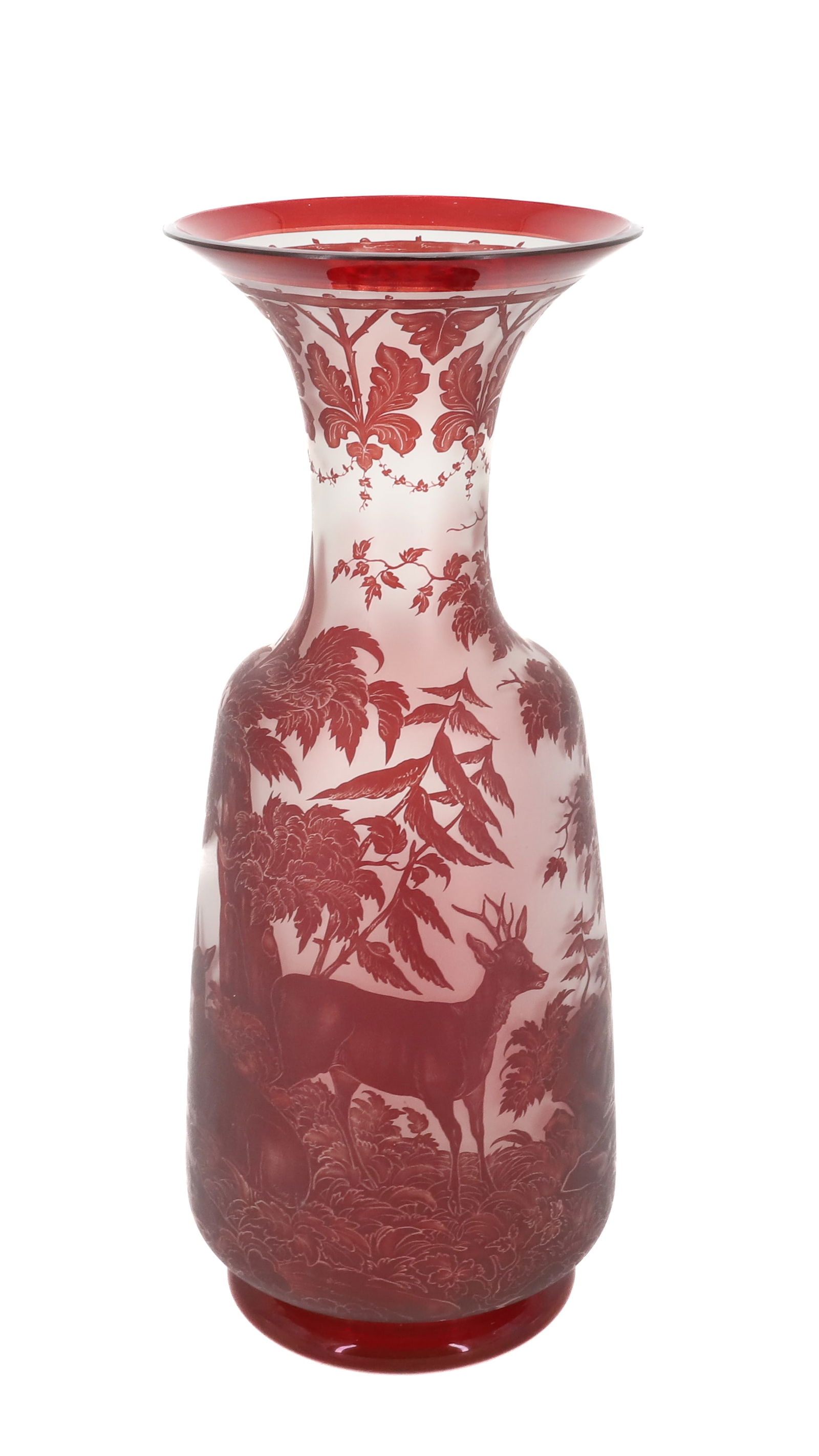 LARGE RUBY FLASH DECORATED VASE (1 of 6)