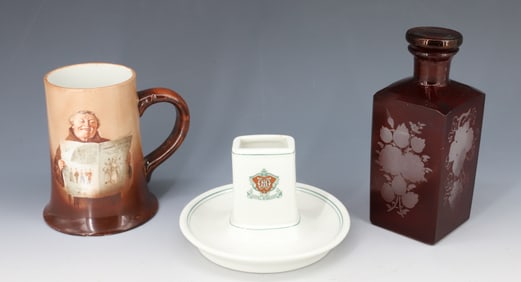 DECANTER, MUG AND MATCH HOLDER