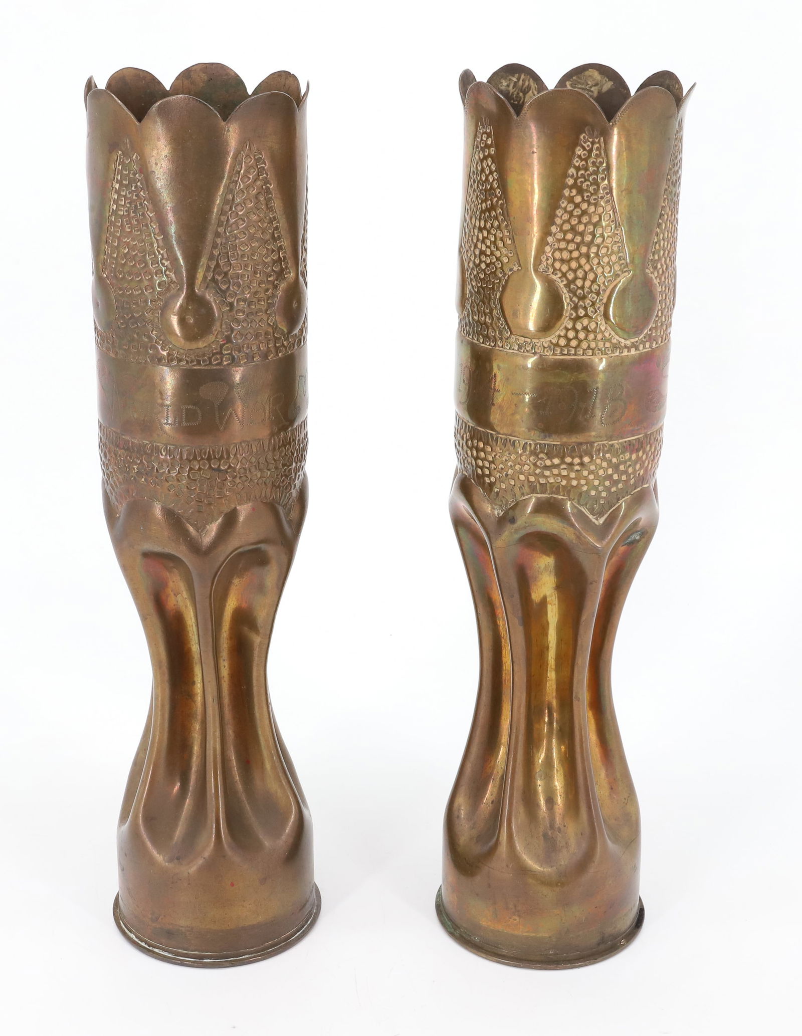 (2) TRENCH ART VASES (1 of 6)