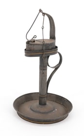 TIN BETTY LAMP ON STAND