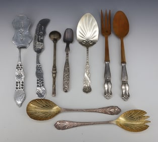 LOT OF SILVERPLATE AND STERLING SERVING PIECES