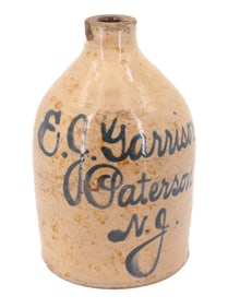 STONEWARE ADVERTISING SCRIPT JUG