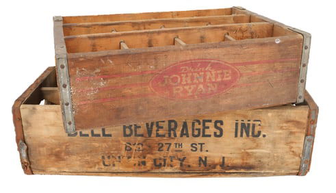 (2) WOODEN ADVERTISING CRATES
