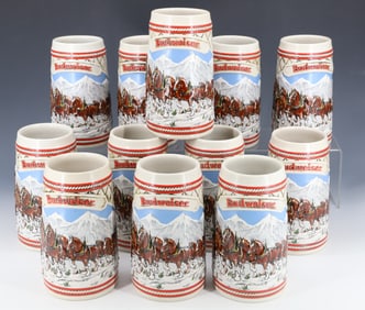 (12) BUDWEISER STEINS