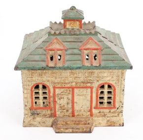 PAINTED CAST IRON STILL BANK