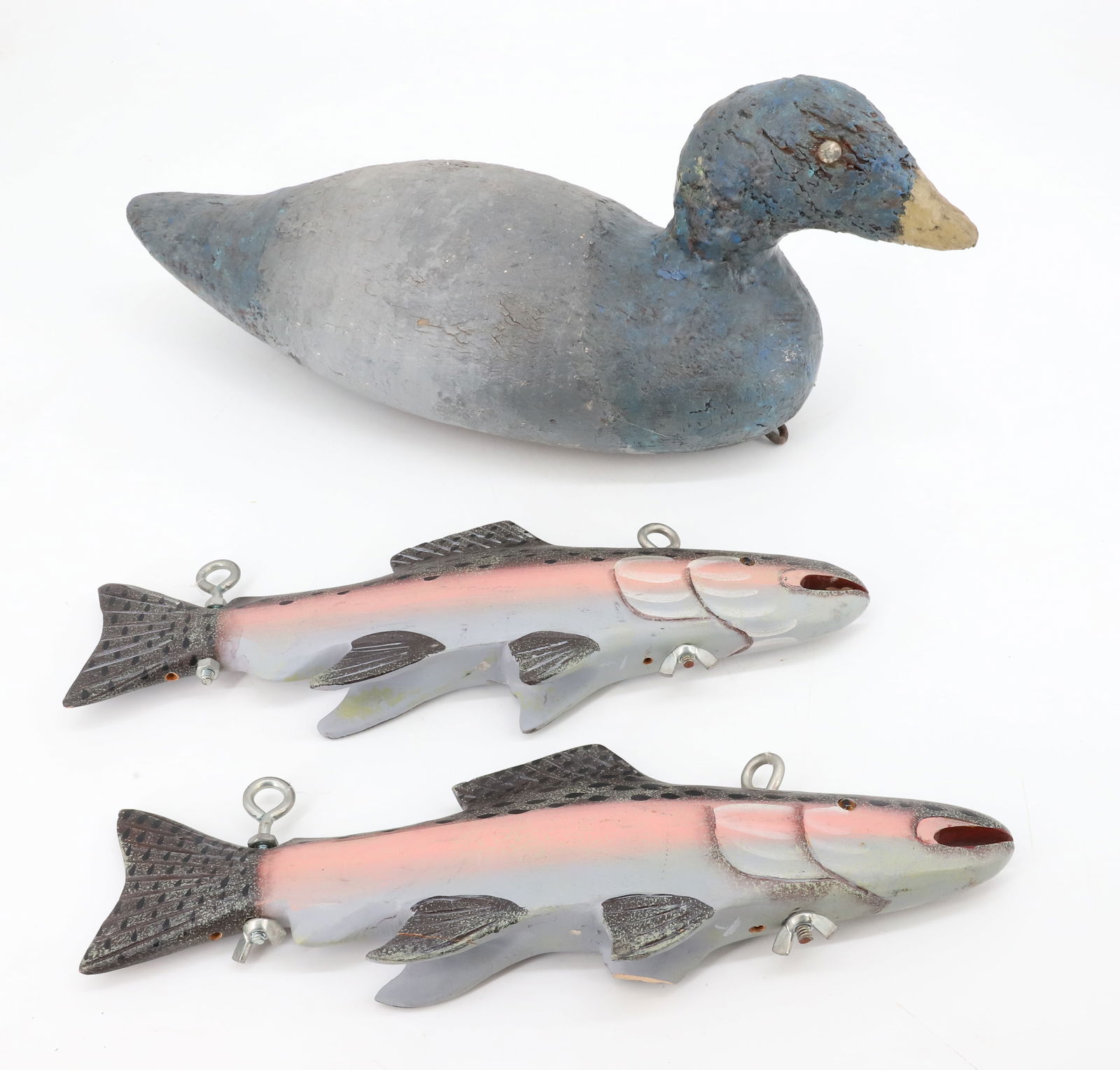 PAINTED DUCK DECOY AND FISH (1 of 4)