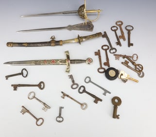 LOT OF KEYS AND LETTER OPENERS