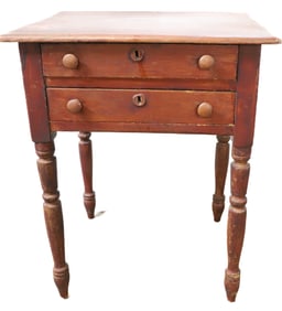 PAINT DECORATED TWO DRAWER WORK TABLE