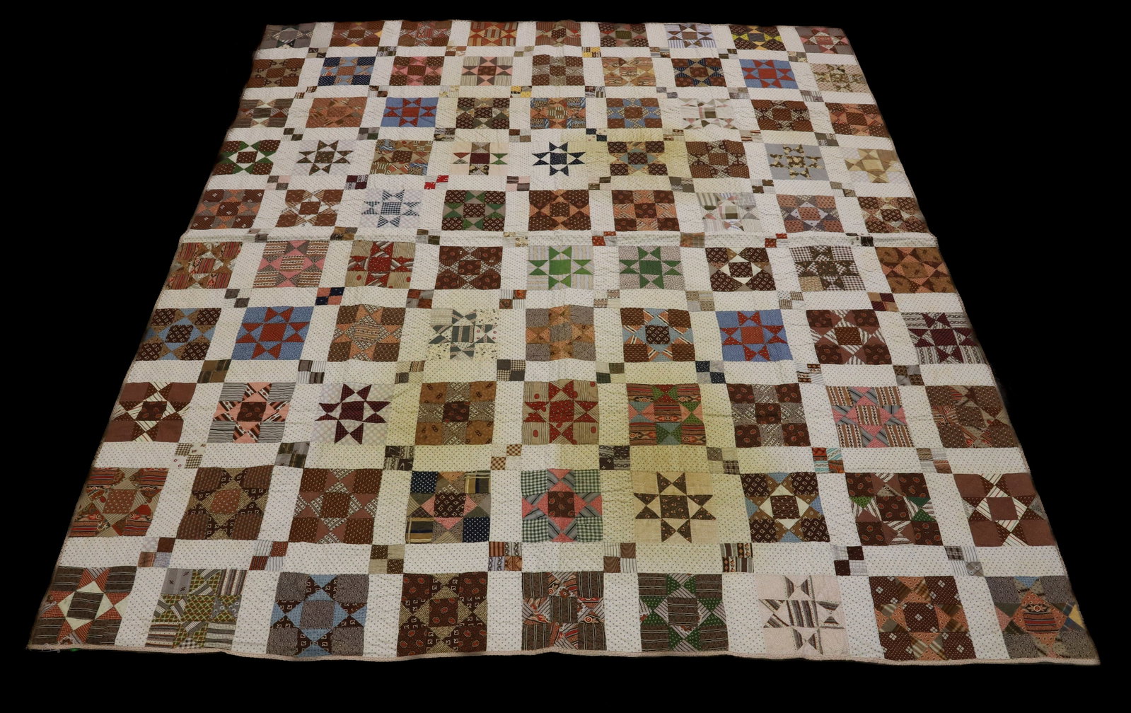 VINTAGE HAND STITCHED QUILT: SQUARES/TRIANGLES PATTERN. THIN BATTING. 73" X 84". PLEASE READ CAREFULLY - Terms for Purchasing and Shipping of Auction Items. Please read carefully before bidding. All payments for purchases will be